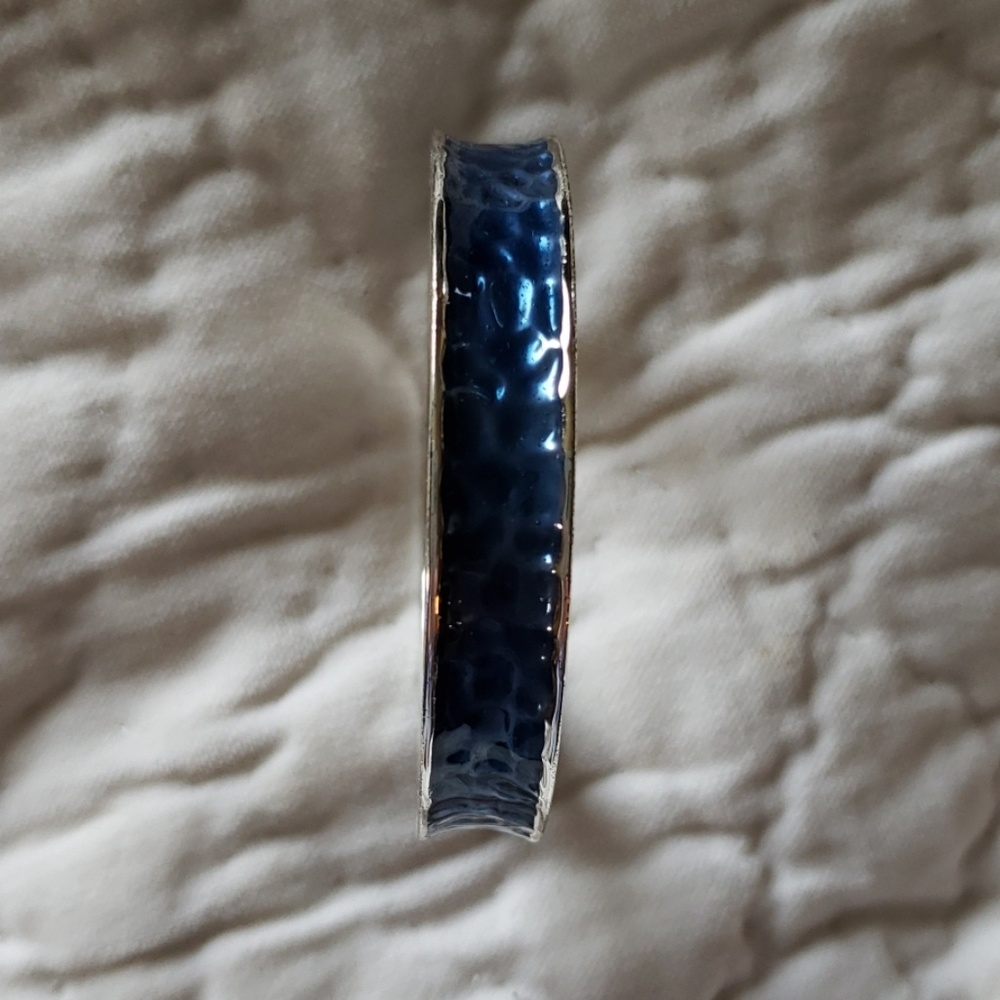 Silvertone and blue enamel bracelet